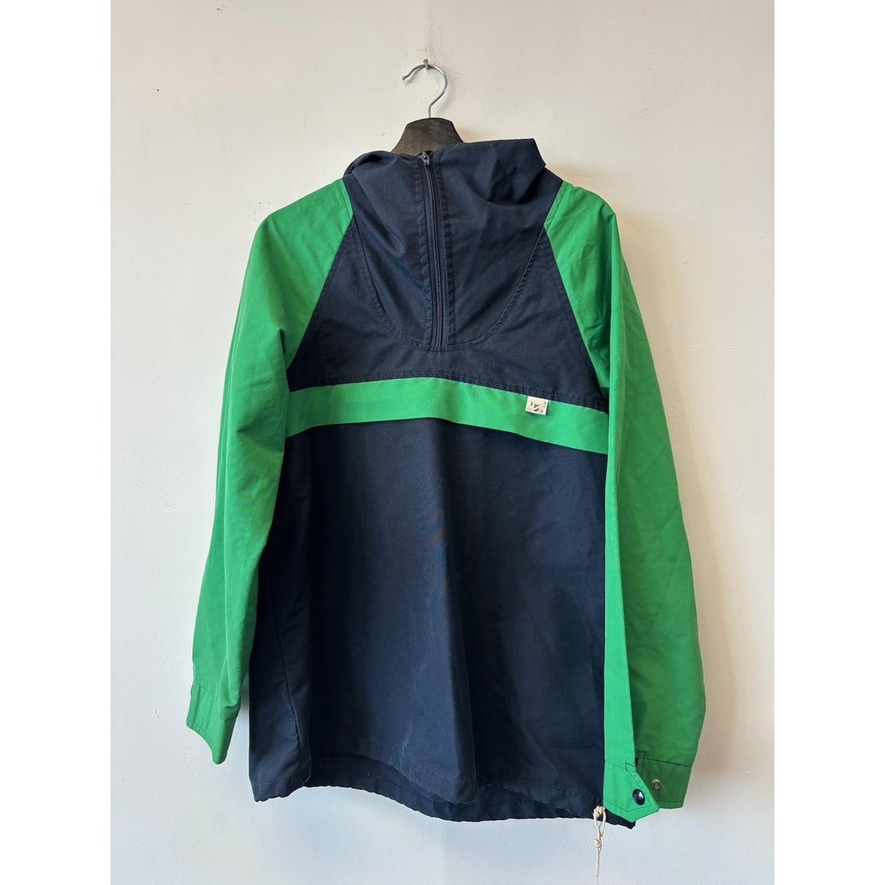 VTG Saxton Hall Jacket Mens Medium Green‎ Navy Hooded Pullover Anorak Colorblock